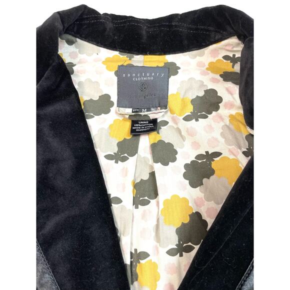 Sanctuary Black Velour Velvet Formal Blazer Jacket Women Size Medium Fall Winter - Picture 2 of 11